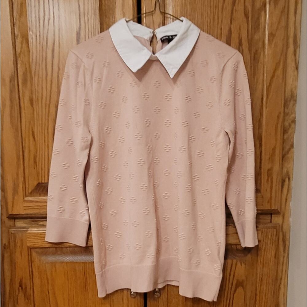 Cable & Gauge Pink Collared Sweater Women's Medium